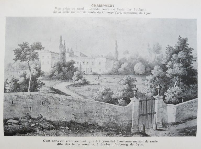 Le château de Champvert est transformé en « Maison de santé Binet-des-Roys » en 1835. De cette époque, subsistent les pavillons de soins, les Rosiers, les Platanes, les Tilleuls, les Mûriers, les Hortensias qui vont être rénovés en habitations. Le château de Champvert est transformé en « Maison de santé Binet-des-Roys » en 1835. De cette époque, subsistent les pavillons de soins, les Rosiers, les Platanes, les Tilleuls, les Mûriers, les Hortensias qui vont être rénovés en habitations.