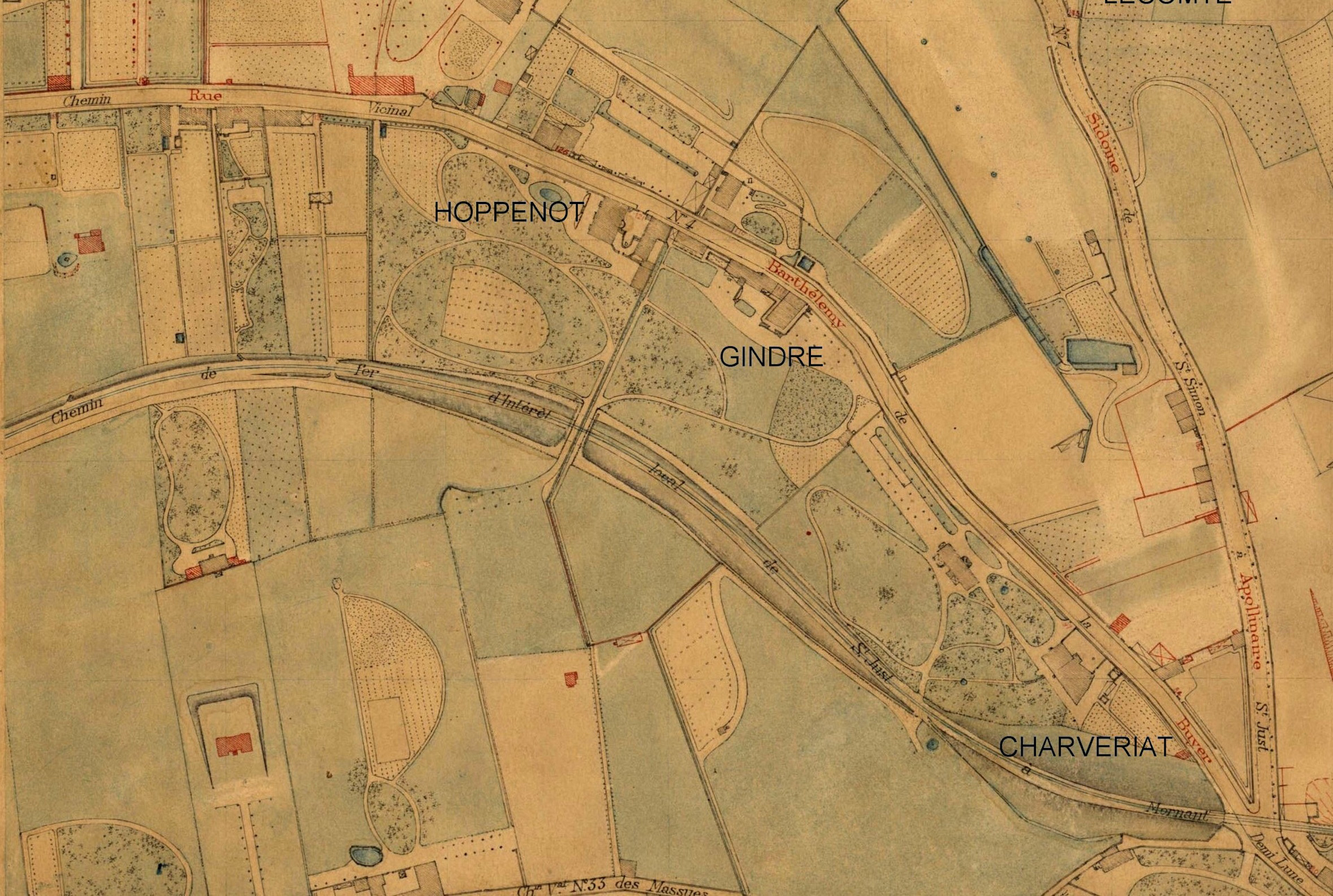 Les trois propriétés sur un plan de la Ville de Lyon datant de 1924 (Archives Municipales de Lyon) Les trois propriétés sur un plan de la Ville de Lyon datant de 1924 (Archives Municipales de Lyon)