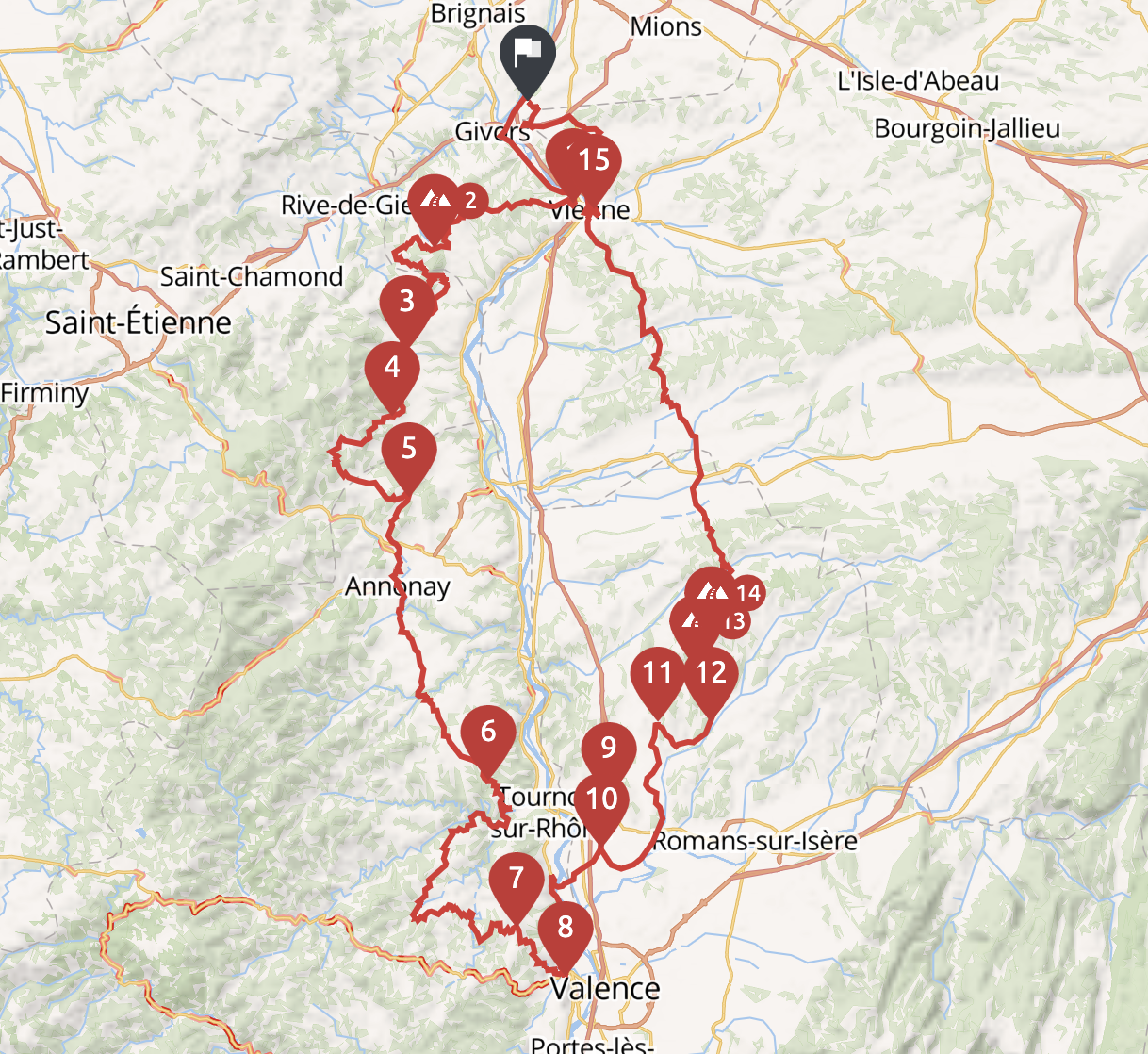 Itinéraire de la journée de balade moto sur la Bataille de Confluent Itinéraire de la journée de balade moto sur la Bataille de Confluent