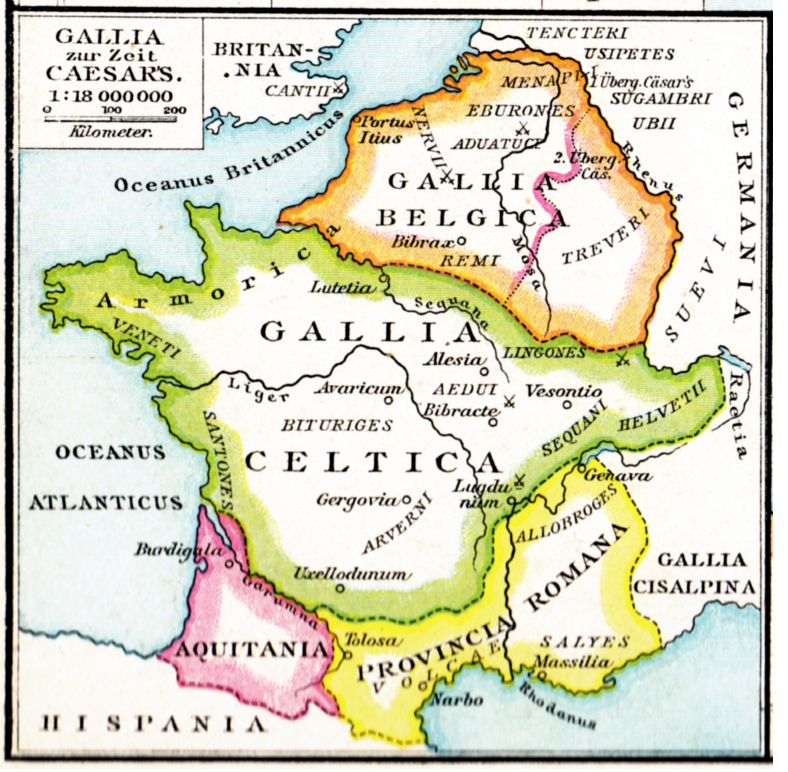Carte de la Gaule avant la Guerre des Gaules selon Gustav Droysen d'après les peuples définis par Posidonios d'Apamée et Jules César. Carte de la Gaule avant la Guerre des Gaules selon Gustav Droysen d'après les peuples définis par Posidonios d'Apamée et Jules César.